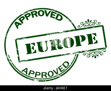 Stamp with text approved Europe inside, vector illustration Stock Photo