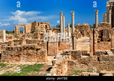 Libya Tripoli Leptis Magna Roman archaeological site Unesco World Heritage Site Stock Photo