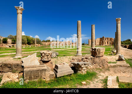 Libya Tripoli Leptis Magna Roman archaeological site Unesco World Heritage Site Stock Photo