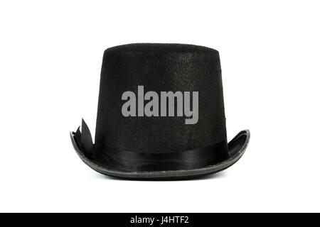 isolated black tall hat on white background Stock Photo