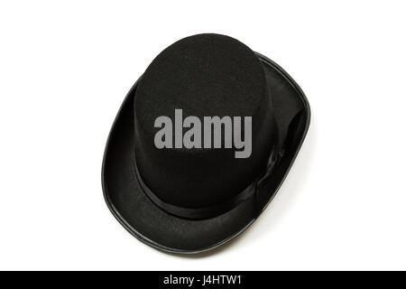 isolated black tall hat on white background Stock Photo