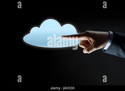 close up of hand pointing finger to Stock Photo