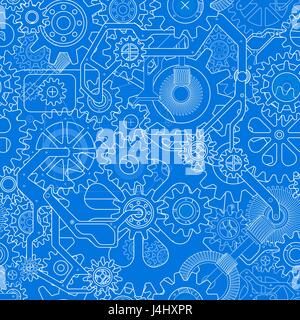 Mechanic blue vector background with gears. Digital engineering