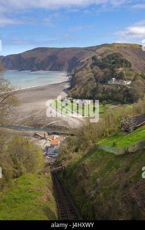 View from Lynton to Lynmouth, North Devon, England Stock Photo