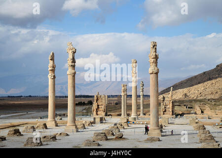 Ancient pillars at the ruins of Persepolis in Iran Stock Photo