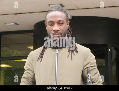 Footballer Marvin Emnes outside Swansea Crown Court after his conviction for failing to provide the details of a driver as the registered keeper of a car was quashed. Stock Photo