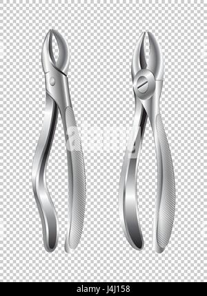 Two surgical pliers on transparent background illustration Stock Vector