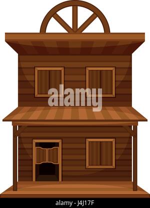 Wild west building made of wood illustration Stock Vector