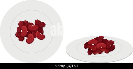 Red beans on the plates illustration Stock Vector