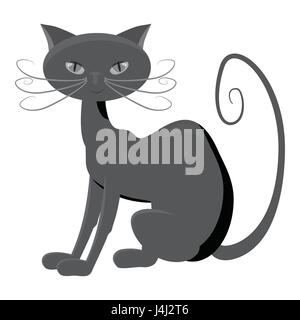 Black cat icon, gray monochrome style Stock Vector