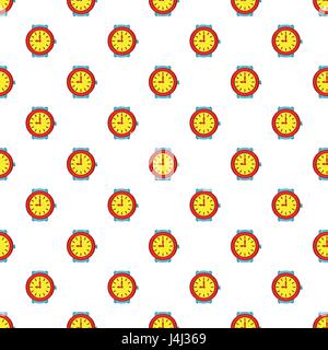 Round wrist watch pattern, cartoon style Stock Vector