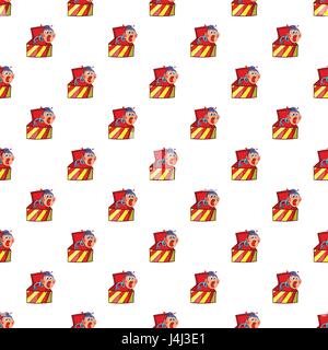 Box with jumping toy pattern, cartoon style Stock Vector