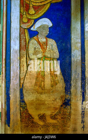 Mural of kalerao appa, maratha darbar hall, thanjavur, tamil nadu, india, asia Stock Photo