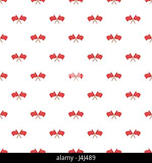 Crossed flags of Turkey pattern, cartoon style Stock Vector