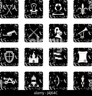 Medieval army icons set, grunge style Stock Vector Image & Art - Alamy