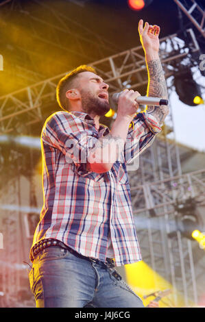 Adam Levine of Maroon 5 performs at KIIS FM's Wango Tango 2012 at the Home Depot Center on May 12, 2012 in Los Angeles, California. Stock Photo