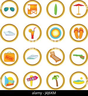 Miami vector set, cartoon style Stock Vector