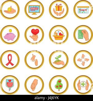 Charity organization vector set, cartoon style Stock Vector