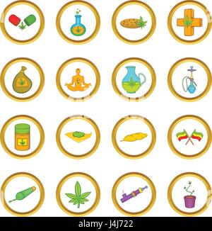 Medical marijuana vector set, cartoon style Stock Vector