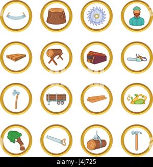 Timber industry vector set, cartoon style Stock Vector