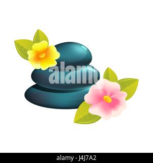Spa stones for medical therapy, beauty and healthcare, massage and relax procedures, black heap. isolated on white background Stock Vector