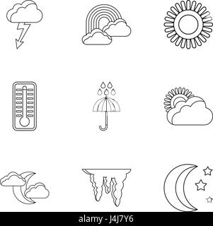 Air temperature icons set, outline style Stock Vector
