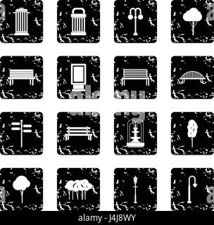 Hangar set icons, grunge style Stock Vector