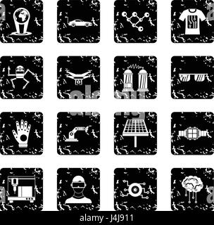 New technologies set icons, grunge style Stock Vector