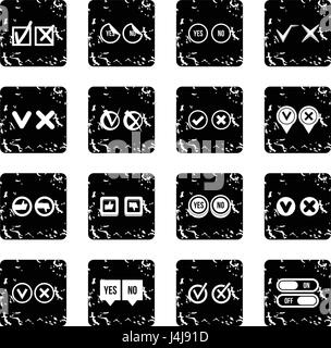 Check mark set icons, grunge style Stock Vector