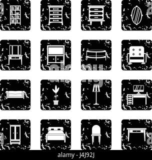 Furniture icons set, simple style Stock Vector