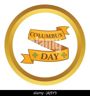 Columbus Day ribbon vector icon Stock Vector