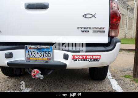 anti political correctness, pro right wing, alt right bumper stickers on pick up austin texas Stock Photo