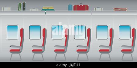 Flat Design of Inside  High Speed Passenger train vector illustration Stock Vector