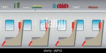 Flat Design of Inside  High Speed Passenger train vector illustration Stock Vector