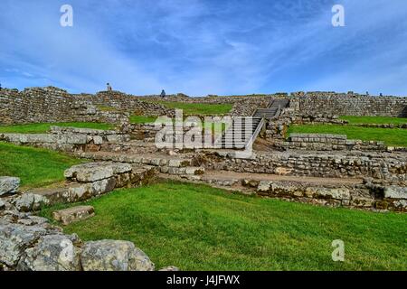 Housesteads Fort, Hadrians Wall, Borders, Northumberland, UK Stock Photo