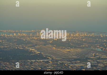 Aerial view of Miami, Florida, and the Miami International Airport (MIA) Stock Photo