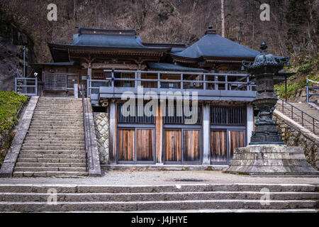 Yamadera is a scenic temple located in the mountains of Yamagata Stock Photo