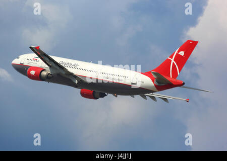 SHEREMETYEVO, MOSCOW REGION, RUSSIA - JULY 30, 2014: Qeshm Airlines Airbus A300-600 EP-FQN taking off at Sheremetyevo international airport. Stock Photo