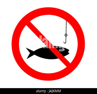 No fishing allowed sign, isolated on white background Stock Photo
