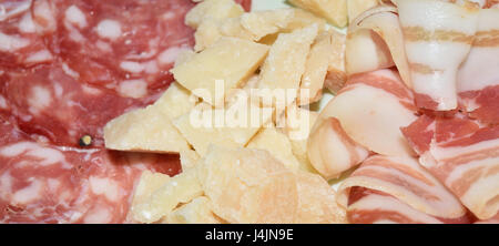 dish with thin slices of parma ham and roast pork cured meat Stock Photo