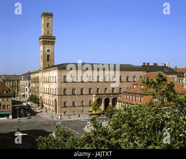 Germany, Bavaria, Franconia, Fürth, city hall Europe, Central Franconia, city, town, view, building, house, administration construction, architecture, architectural style, classicism, classicism, builds in 1840-1850, place of interest, city hall tower Stock Photo