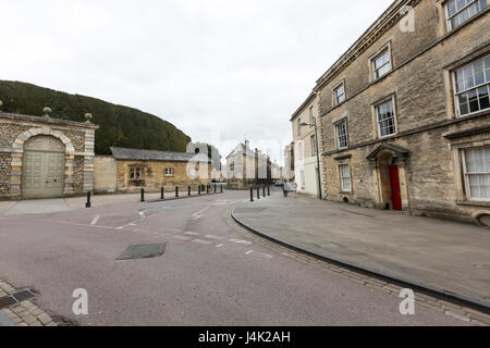 Edwardian house and Bathurst Estate entrance at Park Street, Cirencester, Gloucestershire, England Stock Photo