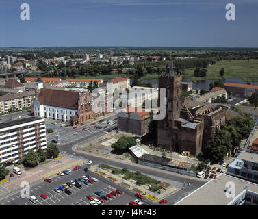 Germany, Frankfurt on the Oder, town view, city hall, Marien's church Europe, Brandenburg, town, town overview, houses, residential houses, church, town view Stock Photo