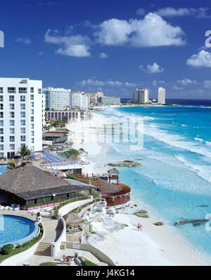 Mexico, Yucatan, Cancun, hotel facilities, beach outside, beach, sea, hotel, hotels, sun terrace, Appartments Stock Photo