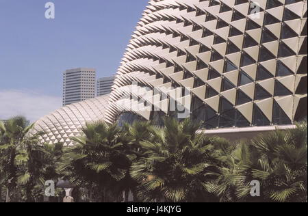 Singapore, town, Esplanade drive, Esplanade Theatres on the Bay, detail Asia, South-East Asia, Xinjiapo Gongheguo, capital, city of Singapore, part of town, landmark, place of interest, cultural centre, architecture, theatre, theatrical building, dome, architectural style Stock Photo