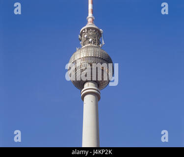 Germany, Berlin, Alexander's square, television tower, detail Europe, town, capital, part of town Berlin middle, tower, height 368 m, completion in 1969, architect Hermann Henselmann, place of interest, distant registration tower Stock Photo