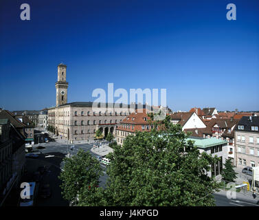 Germany, Bavaria, Franconia, Fürth, town view, city hall outside, Central Franconia, city, town, view, building, houses, residential houses, administration construction, architecture, architectural style, classicism, classicism, builds in 1840-1850, place of interest, city hall tower Stock Photo