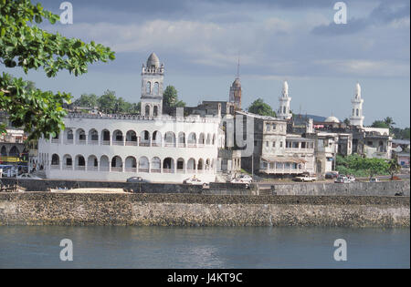 The Comoro Archipelago, island Grand Comore, Moroni, town view, mosques, harbour of Africa, island state, Indian ocean, Njazidja, town, place of interest, townscape, churches, sacred setting, architecture, towers, minarets, faith, religion, Islam, harbour defensive wall Stock Photo