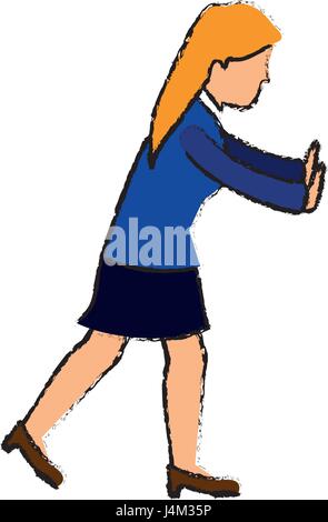 Woman pushing cartoon Stock Vector Image & Art - Alamy