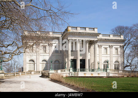 Exterior view of the historic Marble House in Newport Rhode Island. This former Vanderbilt Mansion is now a well known travel attraction. Stock Photo